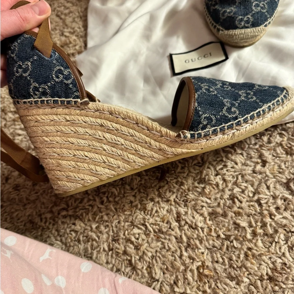 Gucci  Denim wedge sandals 42 - Picture 4 of 9